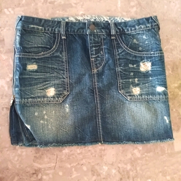 Guess Blue Distressed Mini Skirt - Picture 1 of 5
